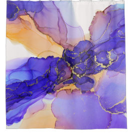 Cortina De Ducha Resumen de oro de Naranja púrpura