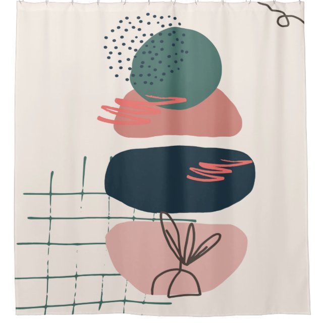 Cortina De Ducha Resumen de Zen en rojo (Anverso)