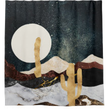 Resumen del cielo nocturno del desierto con Cactus