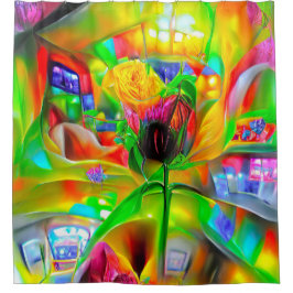 Cortina De Ducha Resumen Flores psicodélicas