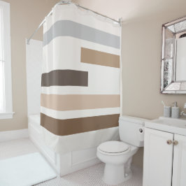 Cortina De Ducha Resumen Geometric Earthtones Strips Art Pattern