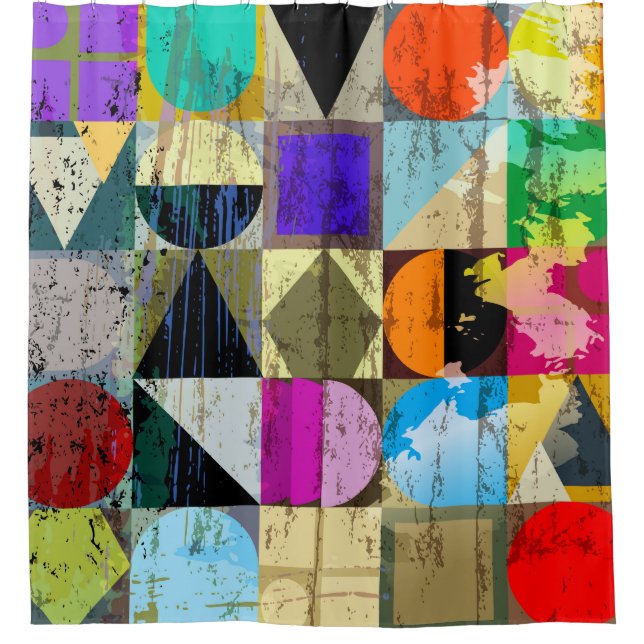 Cortina De Ducha Resumen geométrico: trazos y salpicaduras (Anverso)