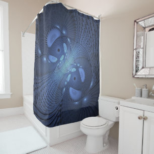 Cortina De Ducha Resumen moderno Arte Fractal Dusk Azul trendy