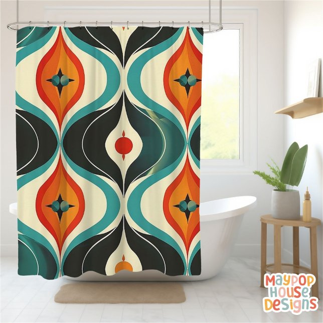 Cortina De Ducha Resumen moderno Retro Mid Century (mid century modern shower curtain bathroom decor)