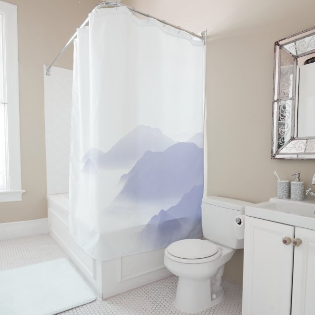 Cortina De Ducha Resumen Montaña moderna elegante perwinkle azul (In situ)