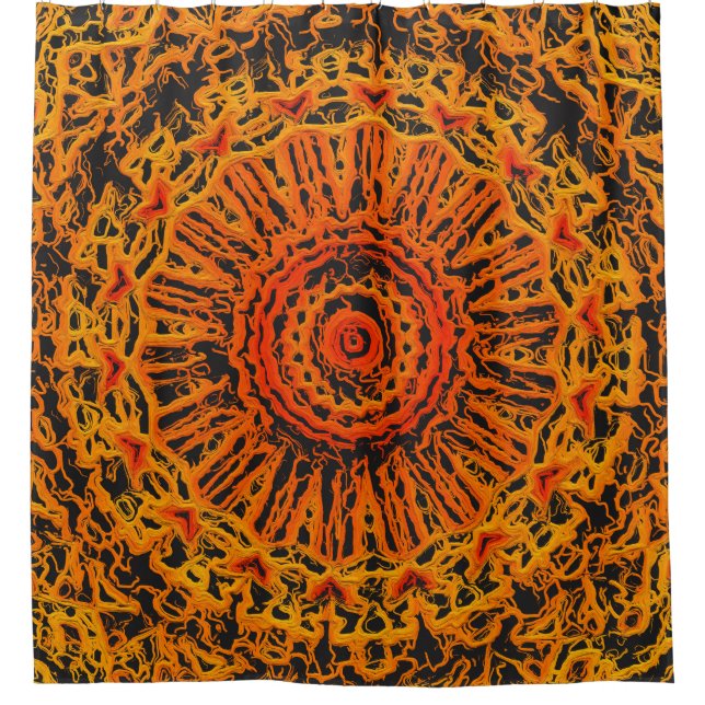 Cortina De Ducha Resumen naranja, amarillo y negro (Anverso)