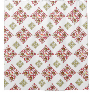 Cortina De Ducha Resumen Patrón Geométrico Floral