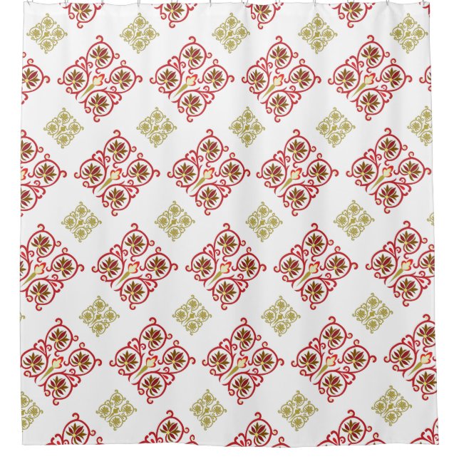 Cortina De Ducha Resumen Patrón Geométrico Floral (Anverso)
