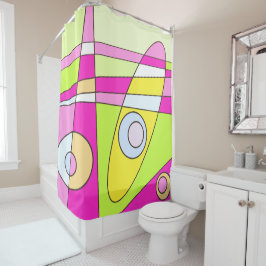 Cortina De Ducha Resumen Surfing Bright Pink Green Bubblegegum