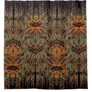 Cortina De Ducha Resumen Tribal Tiki diseño Naranja verde negro