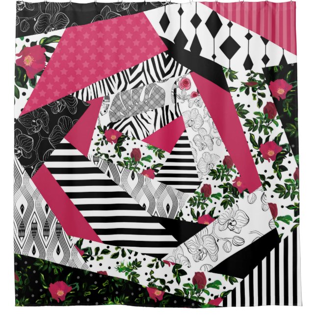 Cortina De Ducha retazos rojos, popular, almohada de lanzamiento de (Anverso)