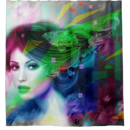 Cortina De Ducha Retrato abstracto de una hermosa mujer