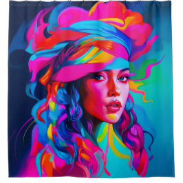 Cortina De Ducha Retrato abstracto vibrante