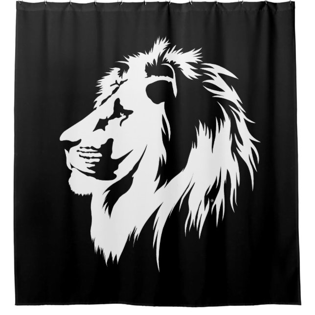 Cortina De Ducha Retrato de león (blanco) (Anverso)