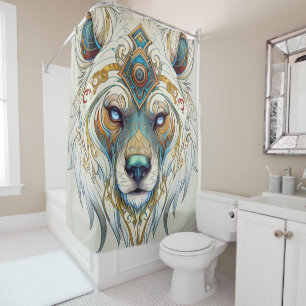Cortina De Ducha Retrato de lobo blanco etéreo
