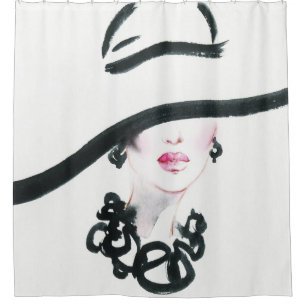 Cortina De Ducha Retrato de mujer acuarela, deslumbramiento abstrac