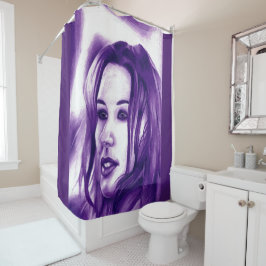 Cortina De Ducha Retrato de mujer morada original arte