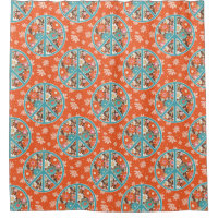 RETRO 60s 70s Hippy Floral Signo de Paz Naranja Az