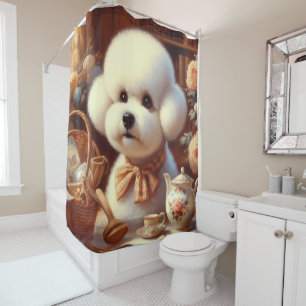 Cortina De Ducha Retro Bichon Frisé Pintura