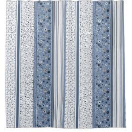 Cortina De Ducha Retro BOHO Strips Blue