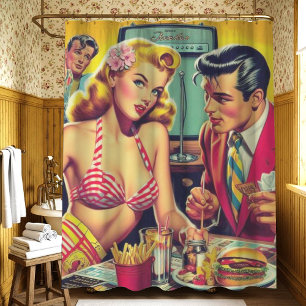 Cortina De Ducha Retro Coulpe de los años 1950