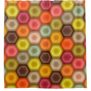 Cortina De Ducha retro crochet honeycomb