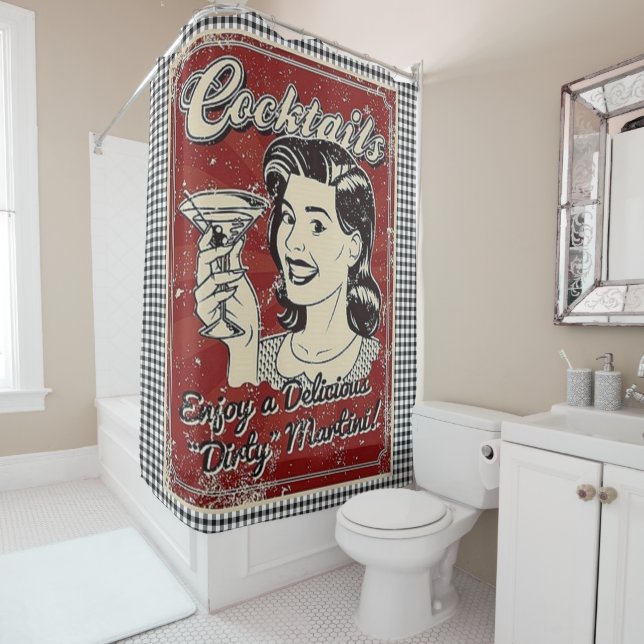 Cortina De Ducha Retro de cócteles (In situ)