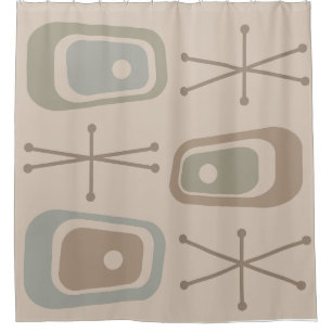 Cortina De Ducha Retro Espacio atómico Era Colores suaves neutrales