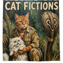 Cortina de ducha Retro "Ficciones de gatos" Peligr