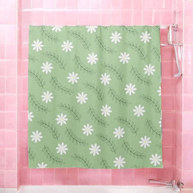 Cortina De Ducha Retro Floral Verde Sage caprichoso, alegre (Subido por el creador)