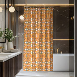 Cortina De Ducha Retro Flowers Curtain Brown Terracotta Style