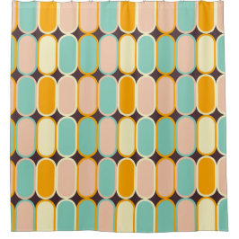 Cortina De Ducha Retro geometric pattern with vertical ovals