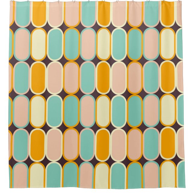 Cortina De Ducha Retro geometric pattern with vertical ovals (Anverso)