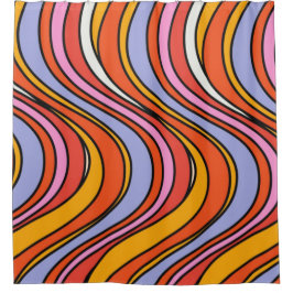 Cortina De Ducha Retro Hippie Psychedelic Swirls