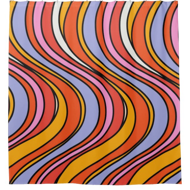 Cortina De Ducha Retro Hippie Psychedelic Swirls (Anverso)