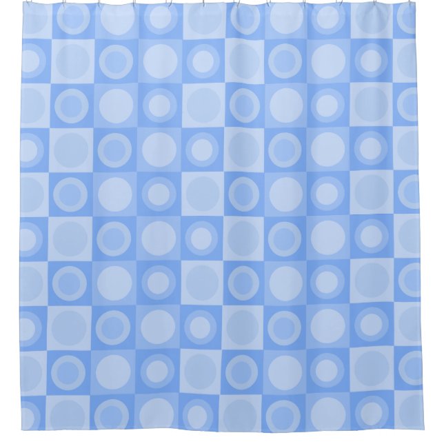 Cortina De Ducha Retro MCM Patrón geométrico Bebé Azul (Anverso)