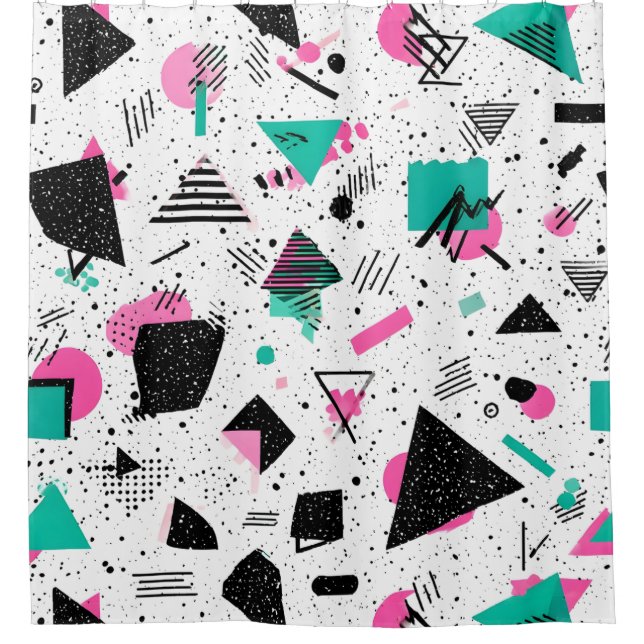 Cortina De Ducha Retro Memphis Geometric Pattern (Anverso)