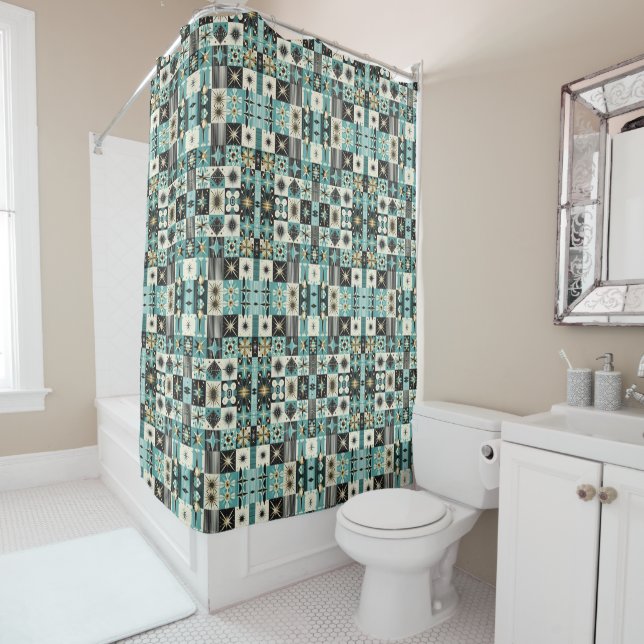 Cortina De Ducha Retro Mid Century Modern Shower Curtain (In situ)