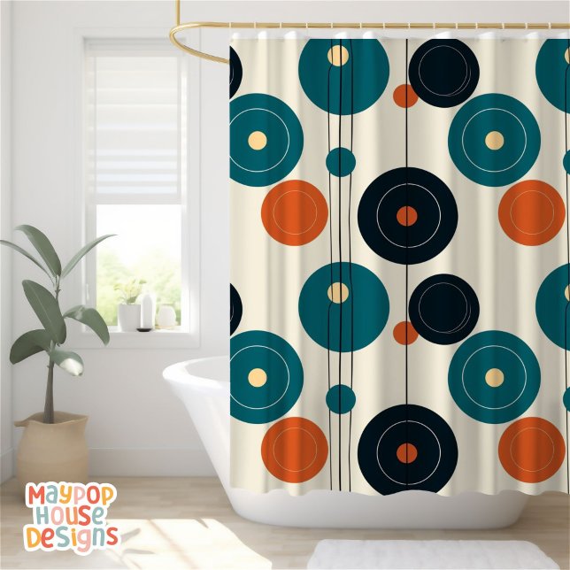 Cortina De Ducha Retro Mid Century Moderno (mid century modern shower curtain bathroom decor)