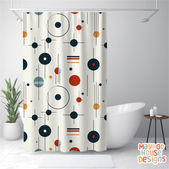 Cortina De Ducha Retro Mid Century Moderno (mid century modern shower curtain bathroom decor)