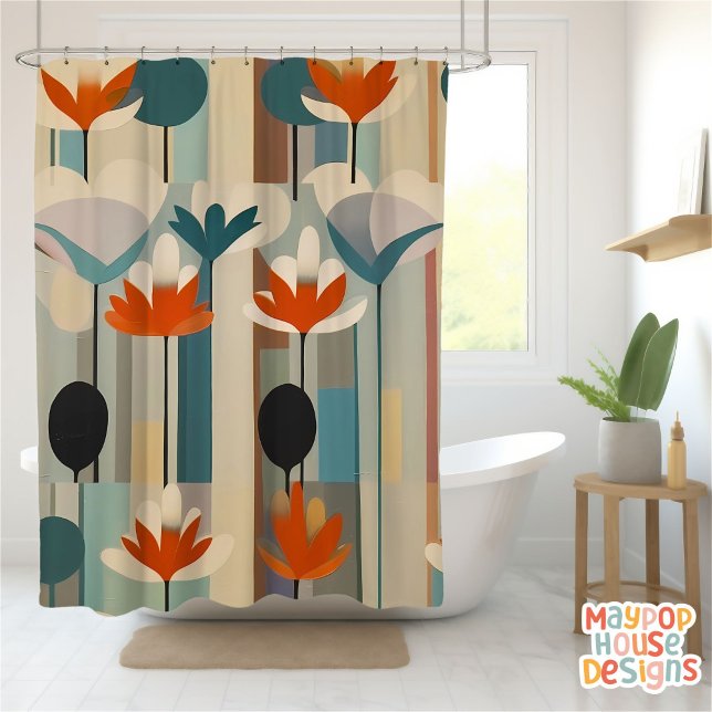 Cortina De Ducha Retro Mid Century Moderno (mid century modern shower curtain bathroom decor)