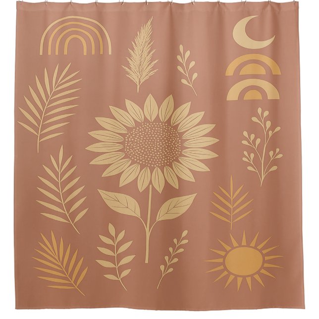 Cortina de ducha retro rosa polvoriento (Anverso)