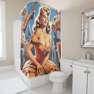 Cortina De Ducha Retro Salsa Pin-up