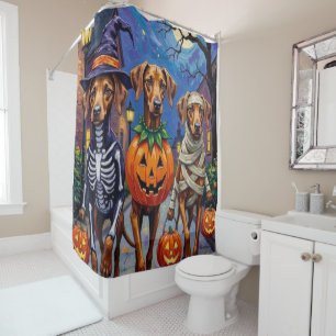 Cortina De Ducha Rhodesian Ridgeback con disfraces de Halloween