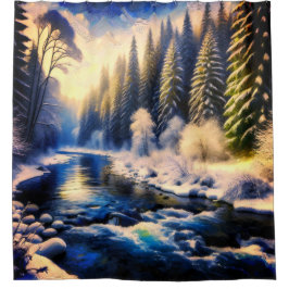 Cortina De Ducha "Río de invierno al amanecer"