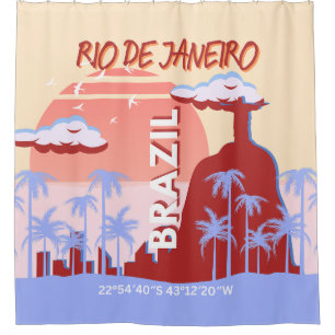 Cortina De Ducha Río de Janeiro Brasil Poster de Retro de Arte Viaj