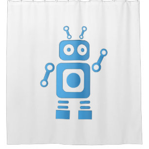Cortina De Ducha Robot retro azul
