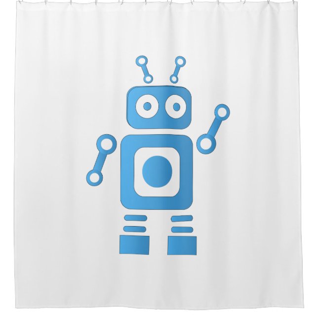 Cortina De Ducha Robot retro azul (Anverso)