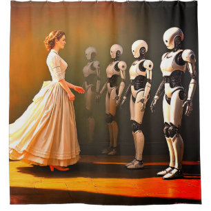 Cortina De Ducha Robots y un humano