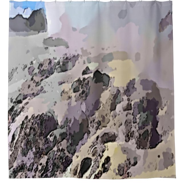 Cortina De Ducha Rocas abstractas y agua (Anverso)